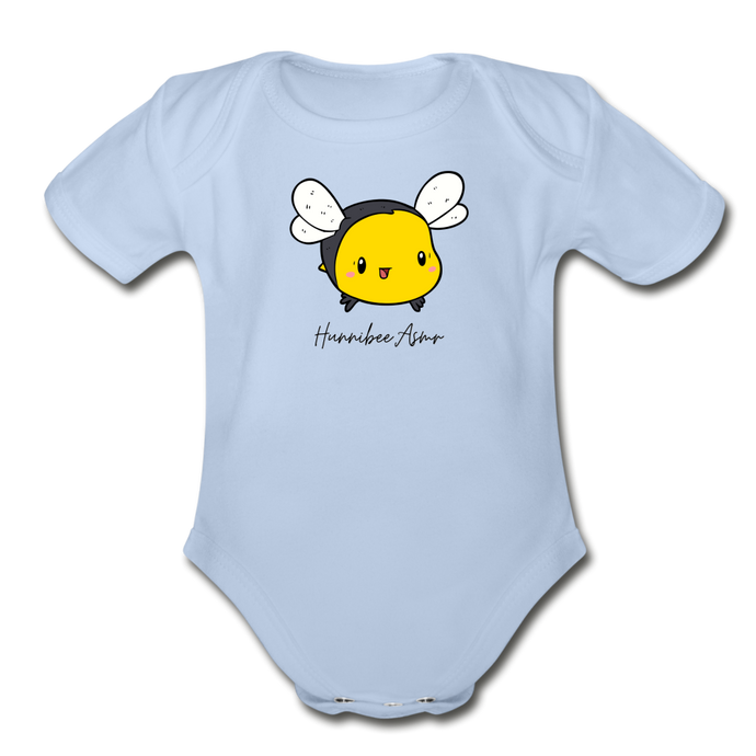 Bubble Bee / Teddy Bear Organic Baby Bodysuit - sky
