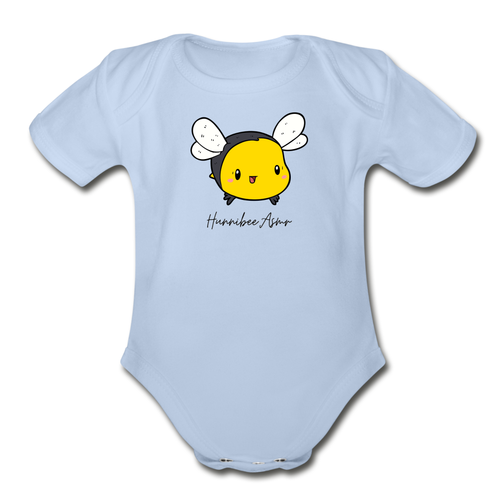Bubble Bee / Teddy Bear Organic Baby Bodysuit - sky