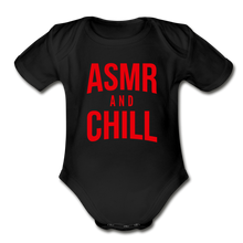 Load image into Gallery viewer, ASMR &amp; Chill Organic Baby Bodysuit with Logo - black
