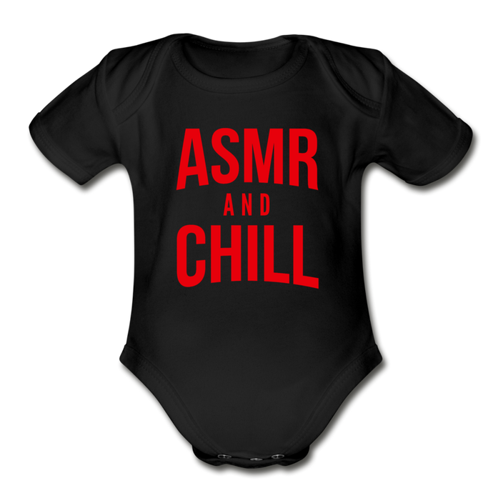 ASMR & Chill Organic Baby Bodysuit with Logo - black