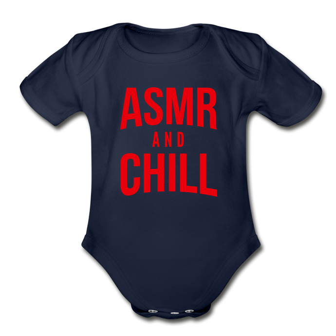 ASMR & Chill Organic Baby Bodysuit with Logo - dark navy