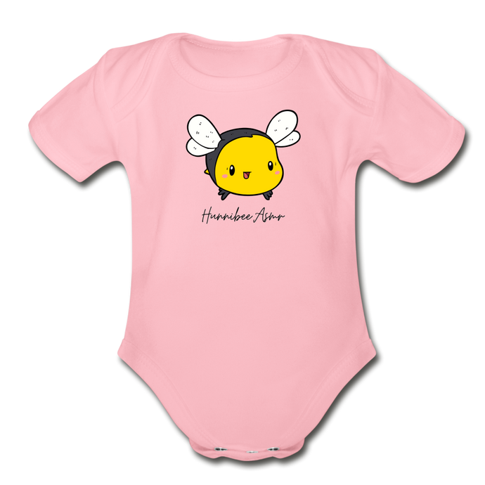 Bubble Bee / Teddy Bear Organic Baby Bodysuit - light pink