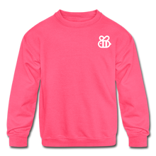 Load image into Gallery viewer, HunniBee Logo Kids&#39; Crewneck Sweatshirt (Pink) - neon pink
