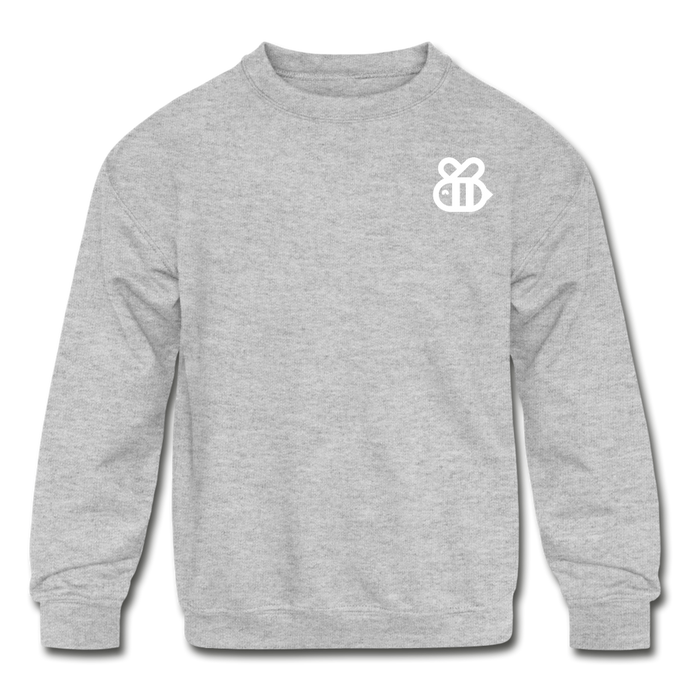 HunniBee Logo Kids' Crewneck Sweatshirt (Grey) - heather gray