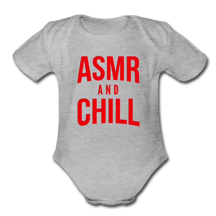 ASMR & Chill Organic Baby Bodysuit with Logo - heather gray