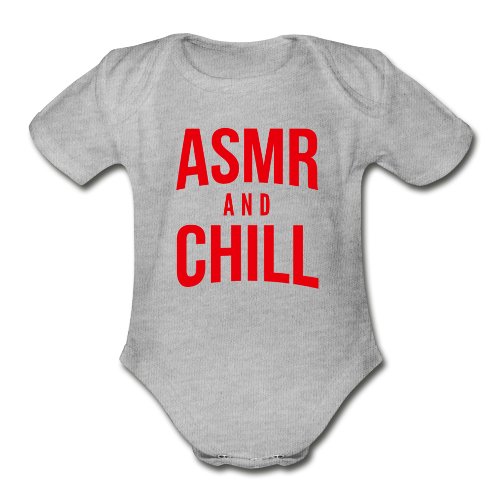 ASMR & Chill Organic Baby Bodysuit with Logo - heather gray