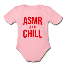 Load image into Gallery viewer, ASMR &amp; Chill Organic Baby Bodysuit with Logo - light pink
