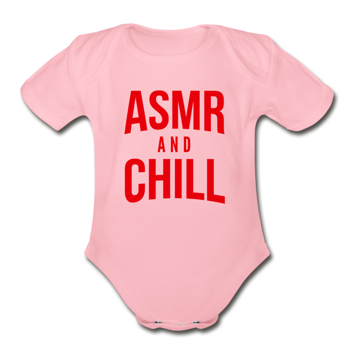 ASMR & Chill Organic Baby Bodysuit with Logo - light pink