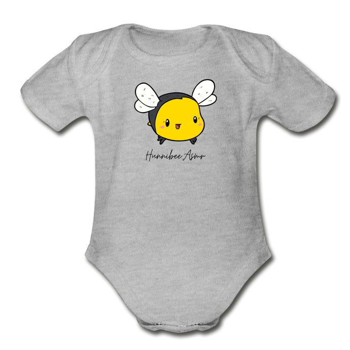 Bubble Bee / Teddy Bear Organic Baby Bodysuit - heather gray