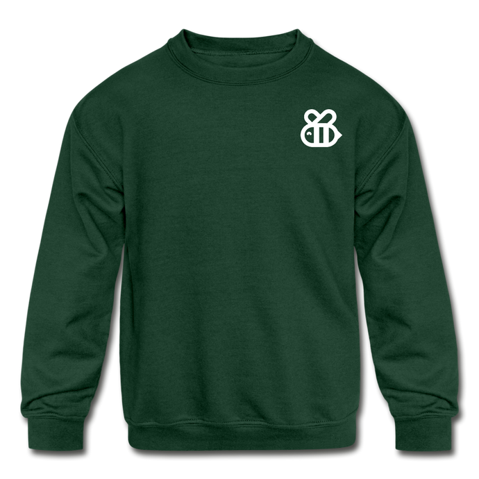 HunniBee Logo Kids' Crewneck Sweatshirt (Green) - forest green