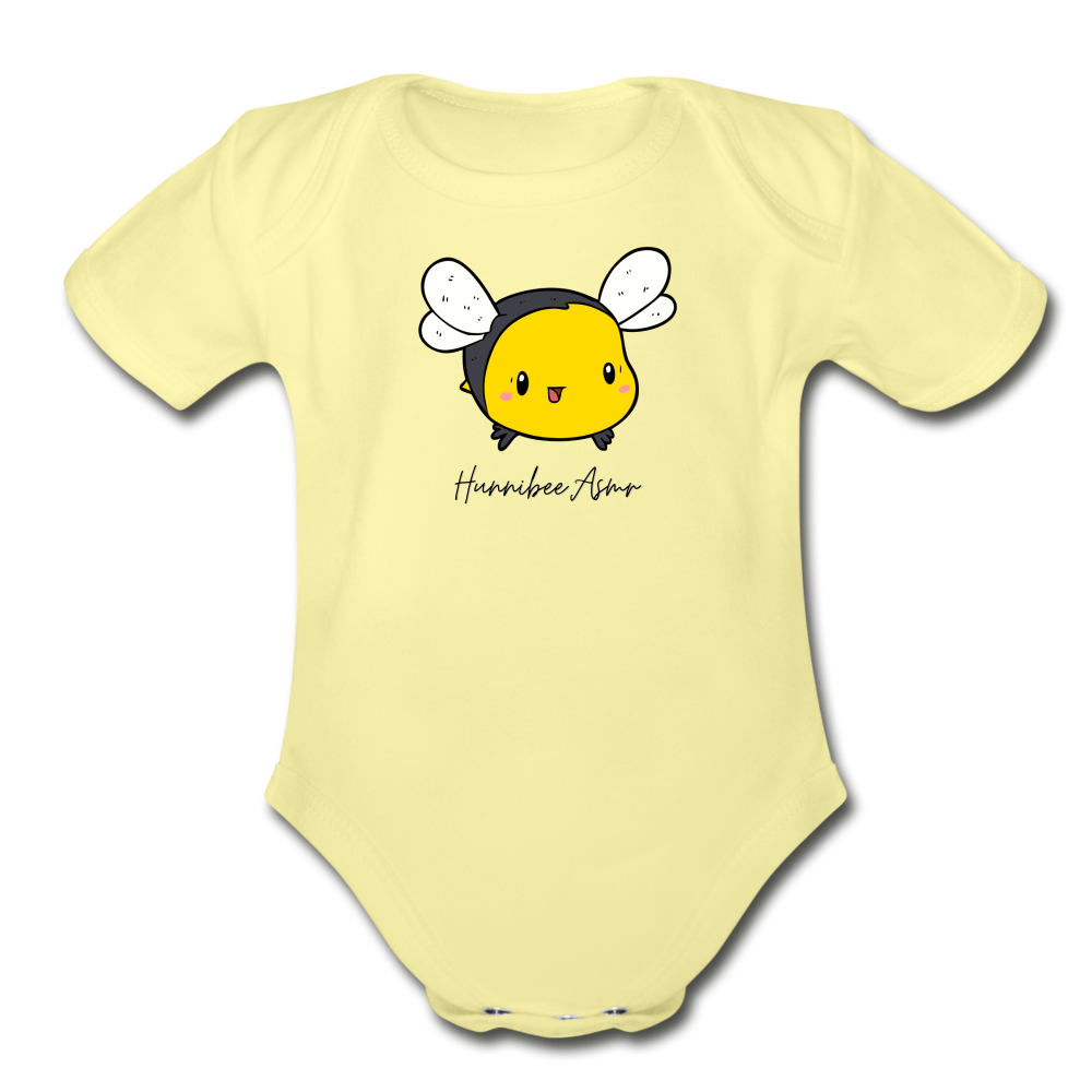 Bubble Bee / Teddy Bear Organic Baby Bodysuit - washed yellow