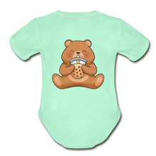 Load image into Gallery viewer, Bubble Bee / Teddy Bear Organic Baby Bodysuit - light mint
